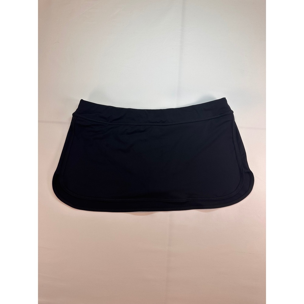 Athleta Womens Black Swim Skort Size S Back Zip Pocket Nylon Lycra Spandex